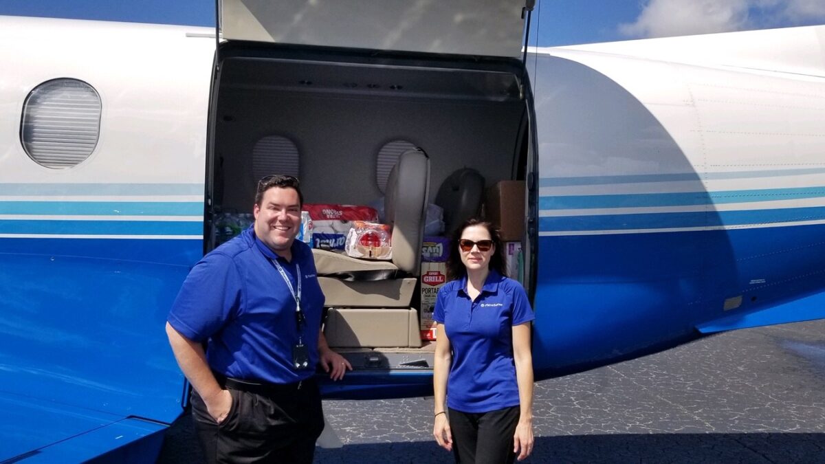 PlaneSense jet full of food for Hurricane Relief in the Bahamas.